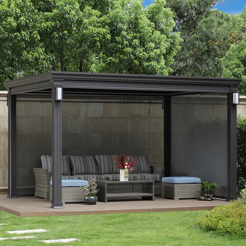 现代简约凉亭铝合金电动百叶亭子别墅花园新中式智能户外遮阳棚