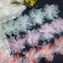 新款 渐变欧根纱立体花朵 花边服装辅料 DIY手工女装鞋帽蛋糕摆件