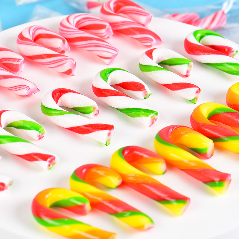 圣诞节拐杖糖果创意彩虹糖迷你小拐杖糖棒棒糖薄荷味拐棍糖