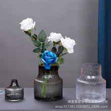欧式极动锤纹小口玻璃花瓶透明冰川富贵竹芬兰创意家居装饰工艺品