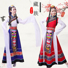 新款藏族舞蹈演出服装女藏式六一表演套装藏袍西藏水袖广场舞长裙