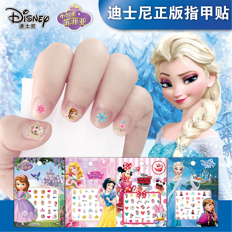 Genuine 3D Luminous Princess Frozen Cartoon Nail Stickers Children Stickers Girl Cute Nail Beauty Applique