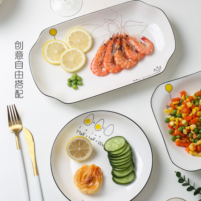 nordic style bowl dish suit ceramic tableware jingdezhen plate ceramic bowl tableware suit household bowl gift manufacturer