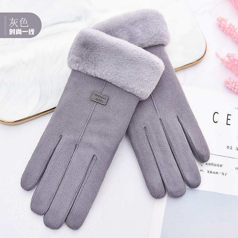 Cross-Border Factory Wholesale New Women's Winter Suede Composite Bejirog Thickened Touch Screen Thermal Gloves