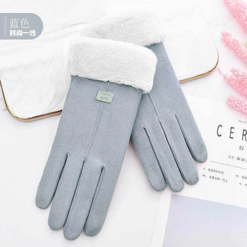 Cross-Border Factory Wholesale New Women's Winter Suede Composite Bejirog Thickened Touch Screen Thermal Gloves