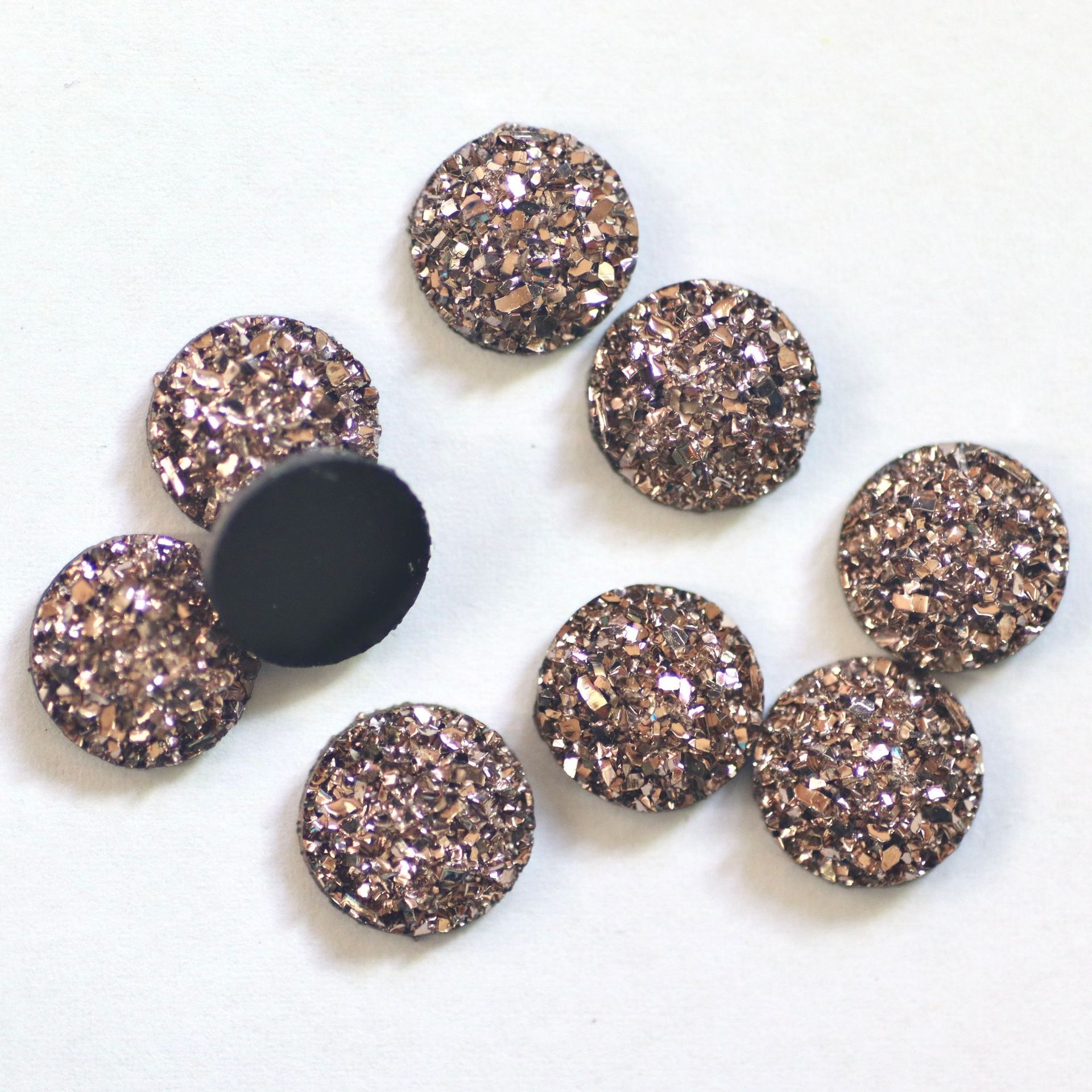 Gravel Surface Vug Starry Diy Ornament Accessories round Resin Drill Flat Bottom Ear Stud Necklace Diy Material