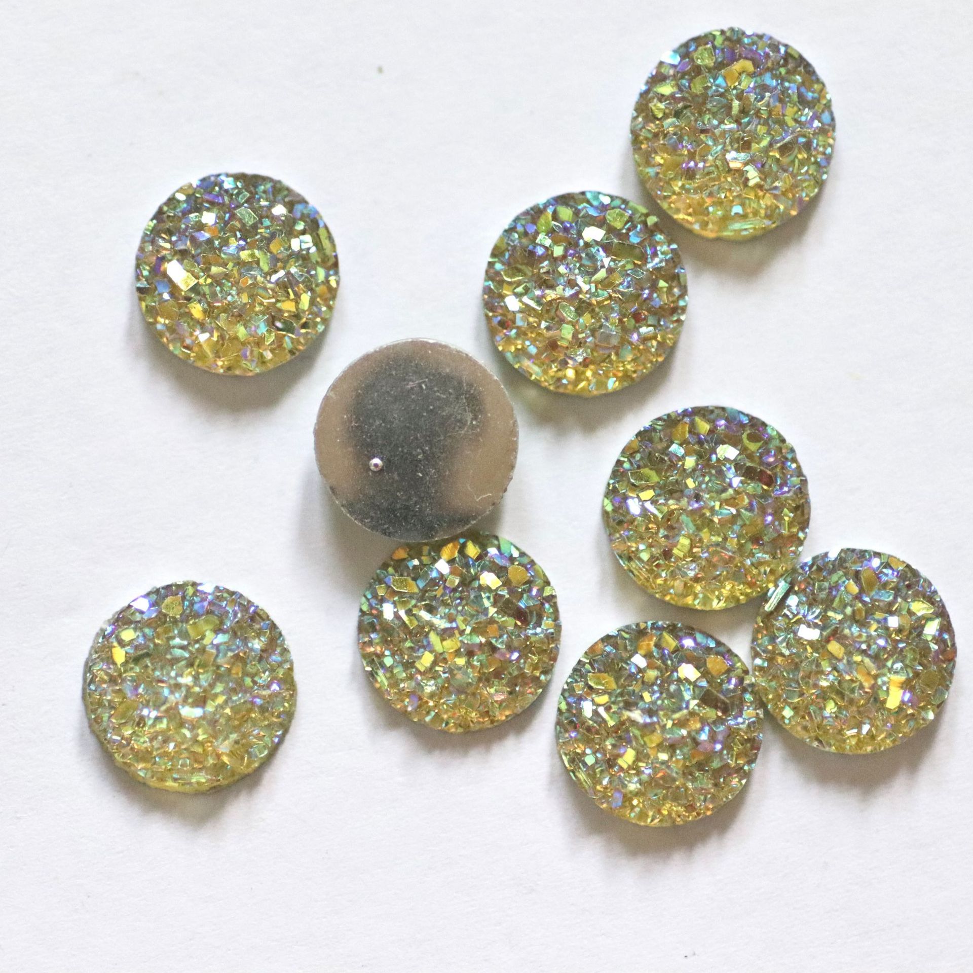 Gravel Surface Vug Starry DIY Ornament Accessories round Resin Drill Flat Bottom Ear Stud Necklace DIY Material