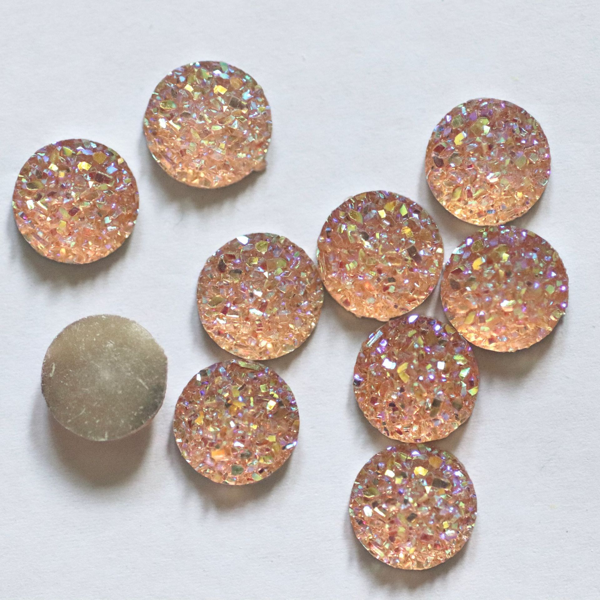Gravel Surface Vug Starry DIY Ornament Accessories round Resin Drill Flat Bottom Ear Stud Necklace DIY Material