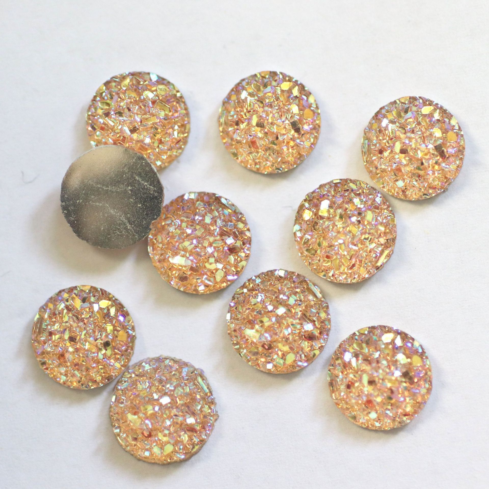 Gravel Surface Vug Starry DIY Ornament Accessories round Resin Drill Flat Bottom Ear Stud Necklace DIY Material