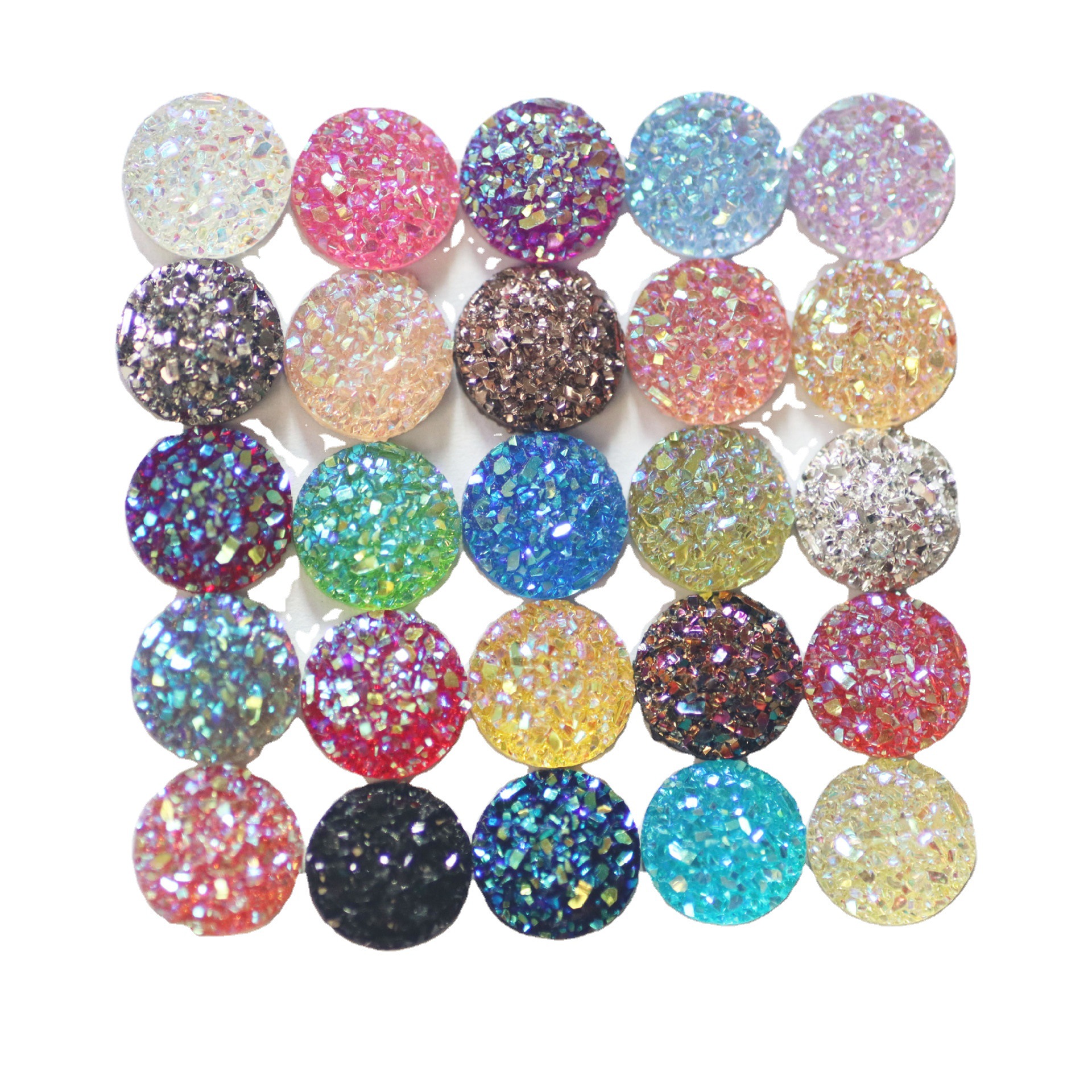 Gravel Surface Vug Starry Diy Ornament Accessories round Resin Drill Flat Bottom Ear Stud Necklace Diy Material