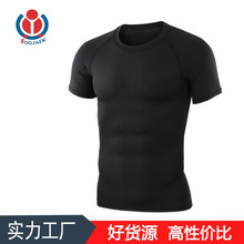 现货PRO纯色跑步篮球健身男士短袖运动健身服紧身排汗速干T恤1008