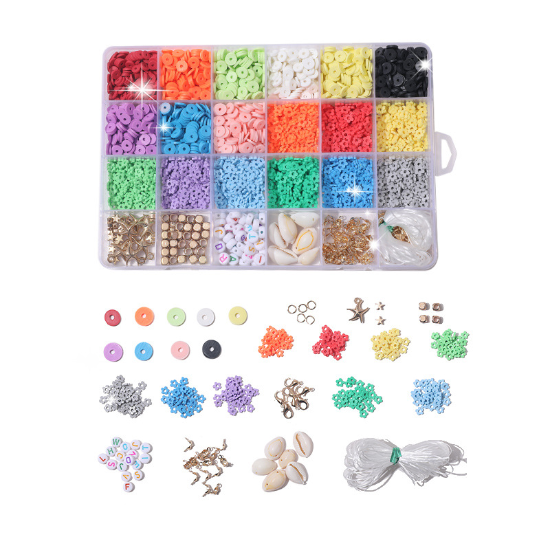 DIY Soft Pottery Bead String Jewelry Bracelet Accessories Amazon Specially for 24 Grid Boxed round Beads in Stock Wholesale
