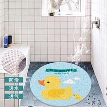 一件代发网格底地垫圆形卡通淋浴房pvc丝圈浴室门口脚垫透水