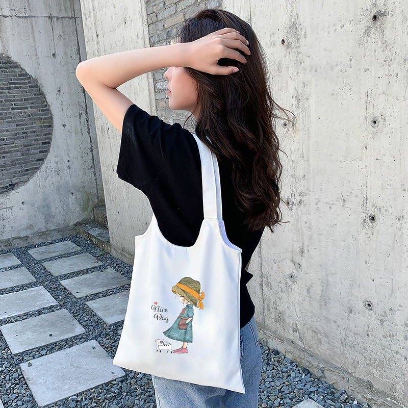 Canvas Bag Female Artistic Janpanese Partysu Shoulder Bag Student Class Hand Bag Simple Large Capacity Handbag