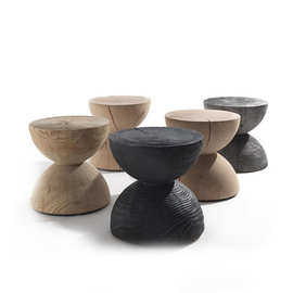 简约实木木桩边几实木凳子幼儿园木凳创意沙发角几民宿黑色木墩