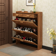 超薄翻斗鞋柜17简约现代门厅柜简易家用实木色带抽经济型省空间