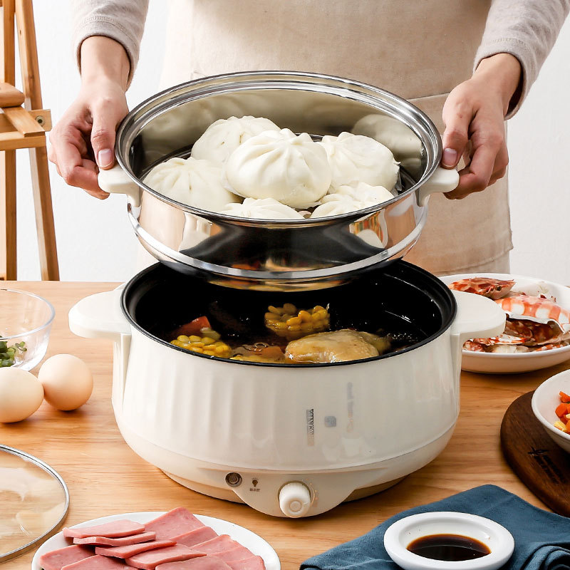 electric cooker Student Dormitory Household Multi-Functional Integrated Electric Caldron Non-Stick Pan Electric Chafing Dish Large Capacity Rice Cooker Electric Steamer Pot