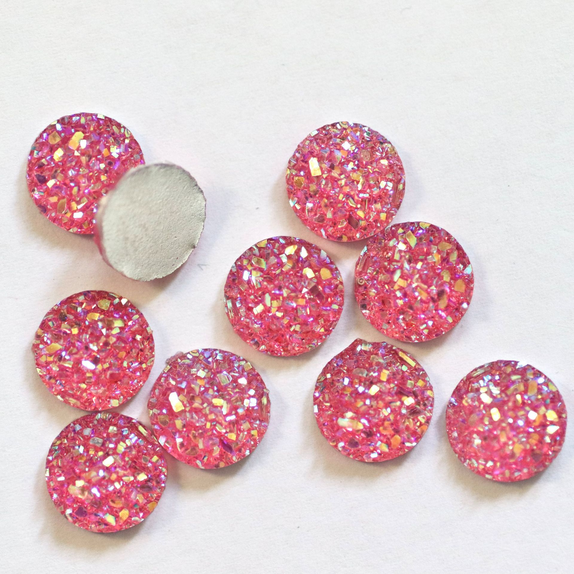 Gravel Surface Vug Starry Diy Ornament Accessories round Resin Drill Flat Bottom Ear Stud Necklace Diy Material