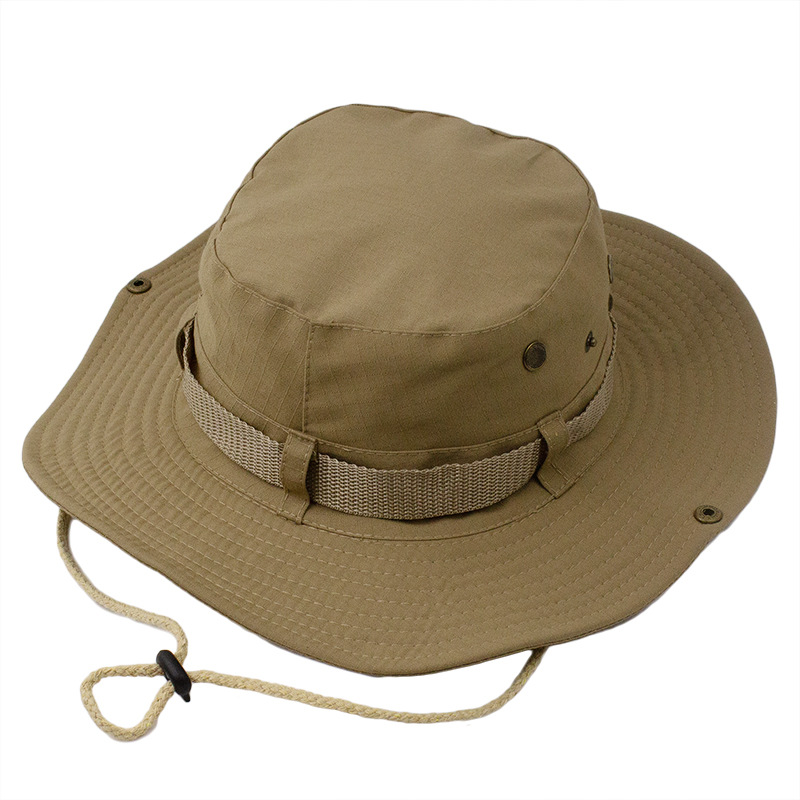 Men's Boonie Hat Broad-Brimmed Hat Rounded Hat Plaid Alpine Cap Outdoor Fisherman Hat Beige Sun Hat Female Double-Sided