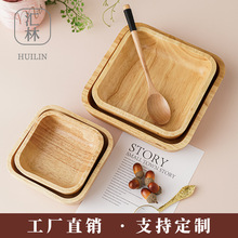 日式水果甜品碗实木餐具加厚大小木碗方形实木碗橡胶木方形碗沙拉