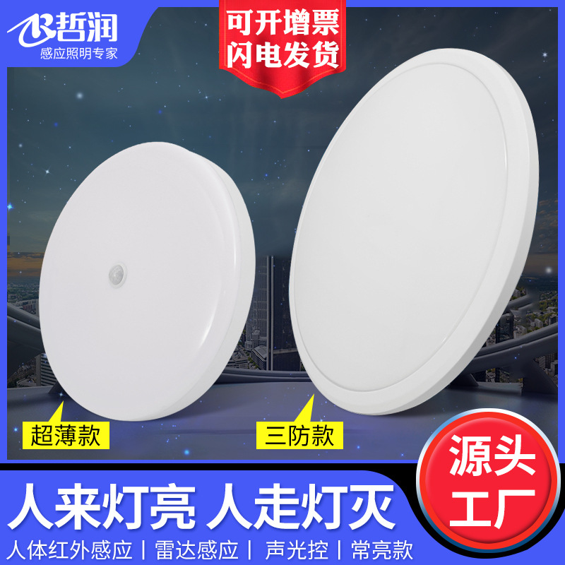 LED Radar Induction Ceiling Lamp Ultra-Thin Sound and Light Control Ceiling Lamp Corridor Staircase Human Body Induction Ceiling Lamp