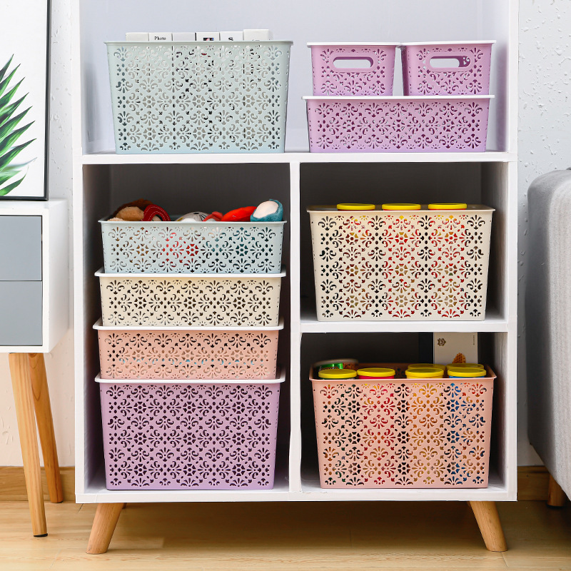 Plastic Cover Finishing Storage Box Creative Hollow Pattern Desktop Storage Basket Clothing Toys Storage Box Wholesale