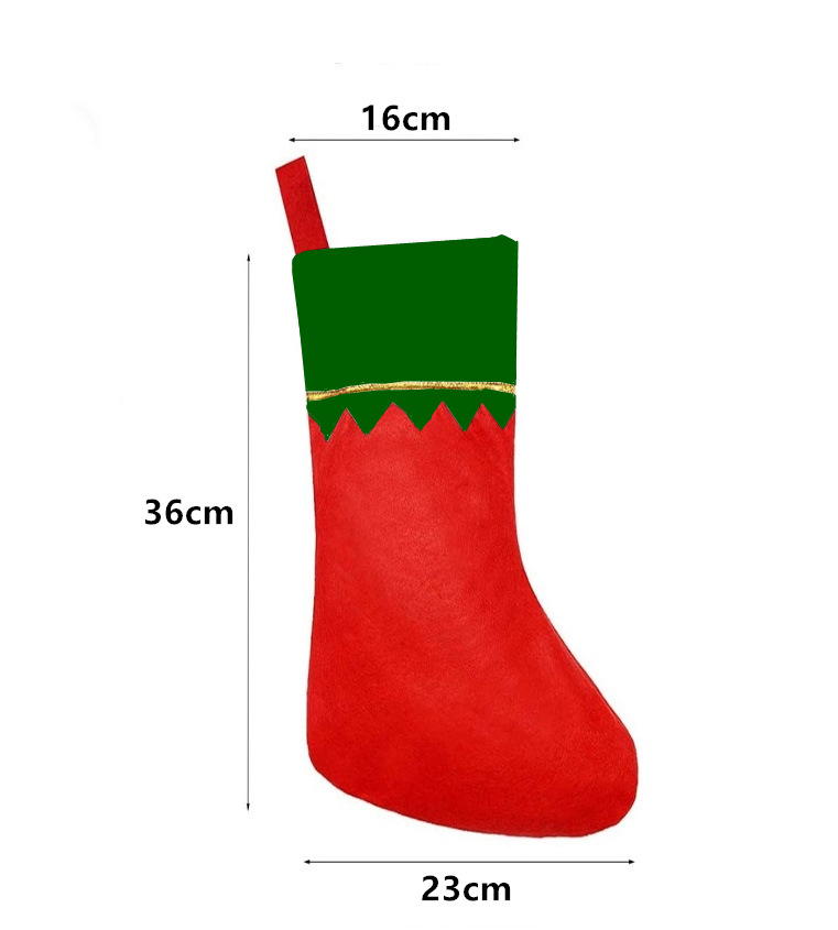 Christmas Stockings White Mouth Golden Edge Green Nylon Thread Christmas Stockings Non-Woven Light Board Socks 2024 Christmas Decorations