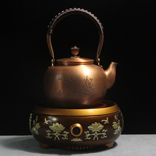 家用铜壶烧水壶茶壶纯铜手工紫铜养生壶复古煮茶器电陶炉铜壶套装