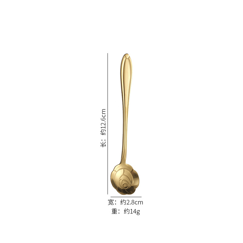 Creative Stainless Steel Cherry Blossom Spoon Japanese Internet Celebrity Coffee Spoon Gold-Plated Long Handle Ice Cream Dessert Stirring Rod Small Spoon