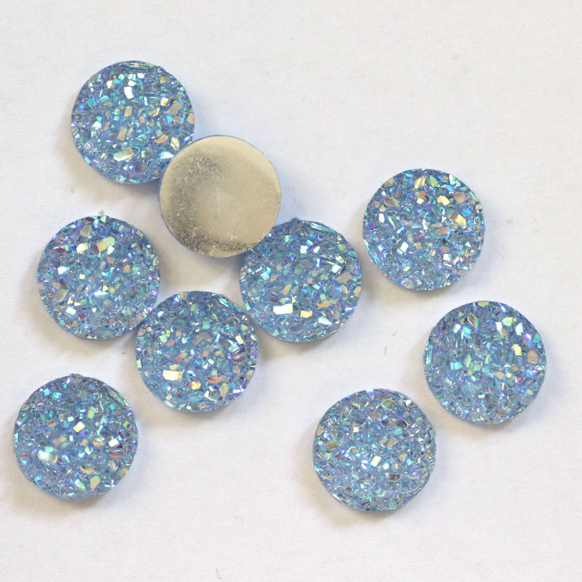 Gravel Surface Vug Starry Diy Ornament Accessories round Resin Drill Flat Bottom Ear Stud Necklace Diy Material