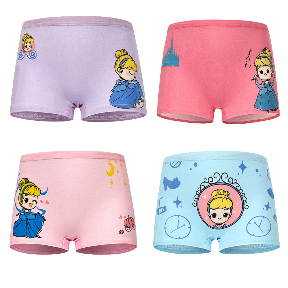 Children's Underwear Pure Cotton Girl's Underwear Multiple Color Boxer Briefs Children 4 Pack Baby Girl's Underwear