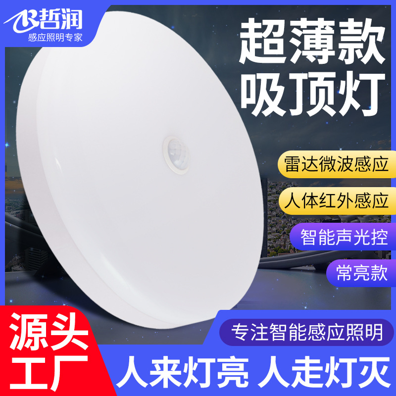 LED Radar Induction Ceiling Lamp Ultra-Thin Sound and Light Control Ceiling Lamp Corridor Staircase Human Body Induction Ceiling Lamp