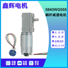 5840涡轮蜗杆减速电机555马达 12V24V大扭力编码器直流减速电机