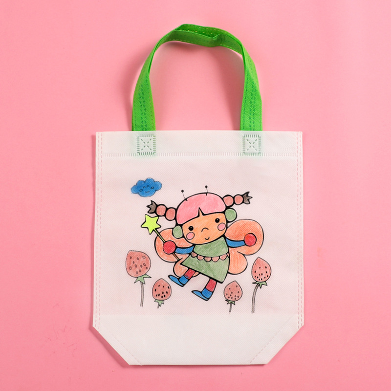 DIY Eco-friendly Bag Non-Woven Fabric Doodle Bag Art Handmade Color Filling Cloth Bag Hand-Painted Coloring Drawing Handbag Material