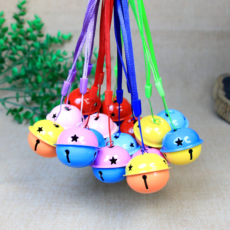 4cm双色金属烤漆拼色宠物大号铃铛送挂绳地推扫码送圣诞彩色铃铛