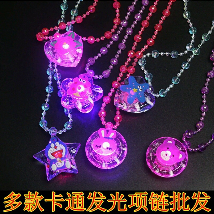 Hot Sale Luminous Necklace Luminous Pendant Princess Flash Acrylic Necklace Night Market Stall Children's Small Toys Wholesale