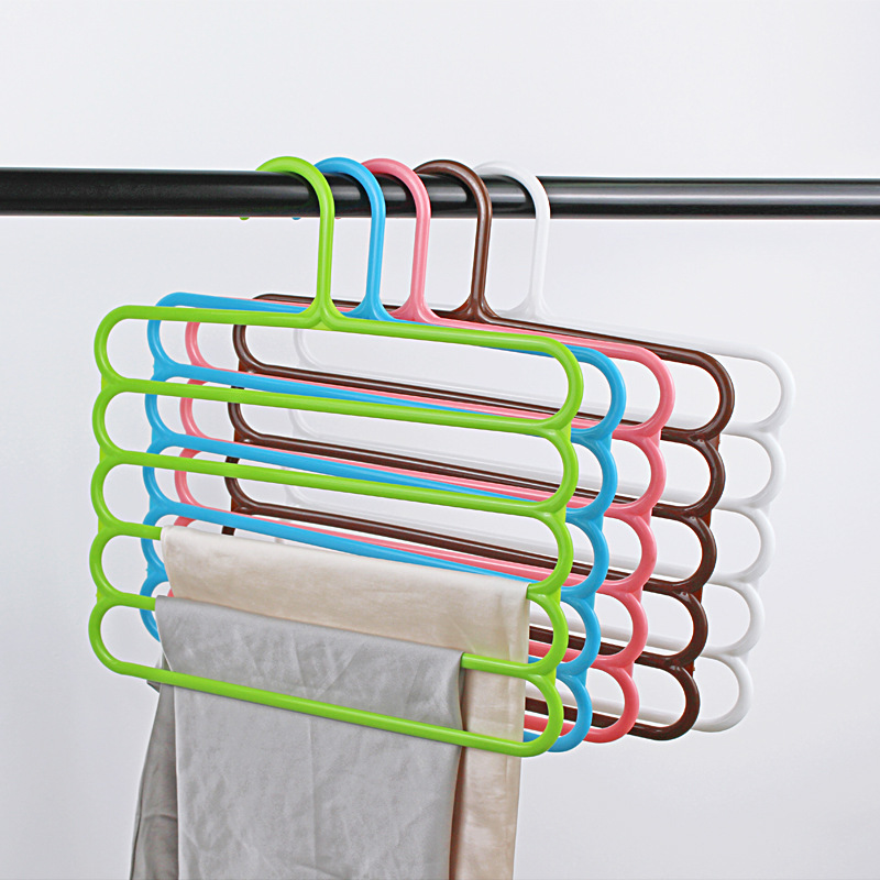 Multifunctional Five-Layer Pant Rack Pants Clip Multi-Layer Wardrobe Clothes Rack Pants Storage Rack Clothes Home Storage Gadget