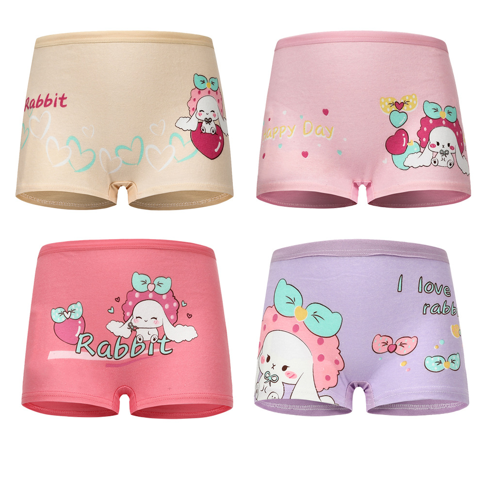 Children's Underwear Pure Cotton Girl's Underwear Multiple Color Boxer Briefs Children 4 Pack Baby Girl's Underwear