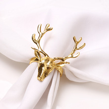 时尚简约圣诞节餐桌礼品麋鹿餐巾环鹿头餐巾扣 小鹿头餐巾圈纸巾