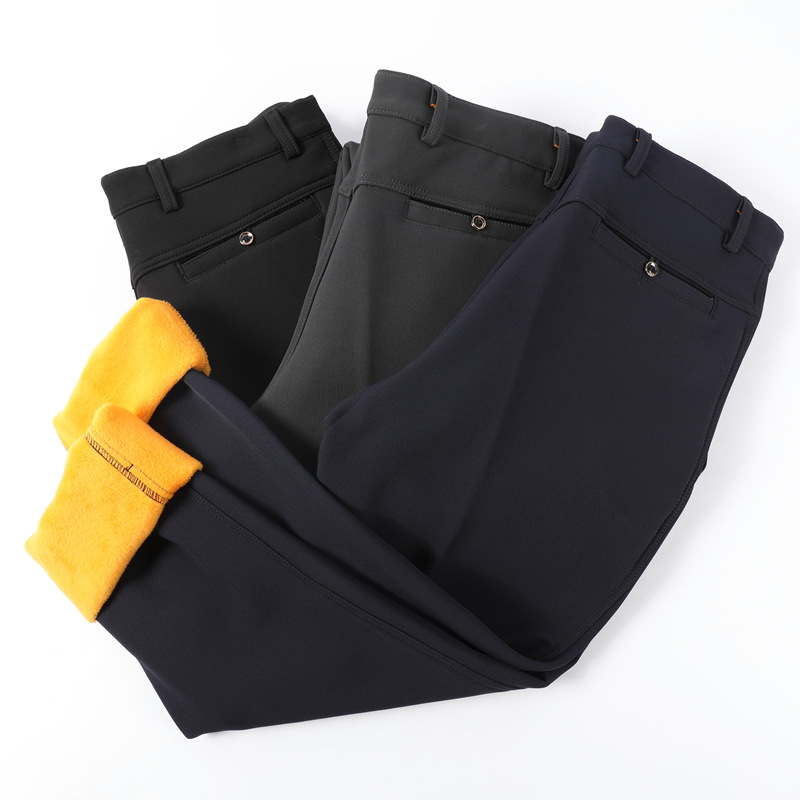 冬季厚款宽松高腰深档加绒加厚男裤爸爸装男士裤子中老年休闲裤男