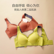 泰国乳胶内衣女一片式无痕撞色无钢圈聚拢搭扣背心式闺蜜睡眠文胸