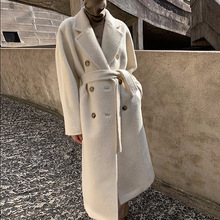 阿尔巴卡苏力羊驼绒大衣女中长款修身显瘦小个子保暖时尚秋季外套