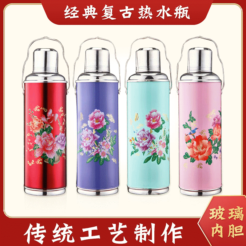 Vintage Glass Liner Thermal Bottle Household Tea Bottle Kettle Thermos Bottle Thermos Bottle Portable Tinplate Thermos