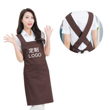 韩版简约帆布围裙餐厅工作服定 制广告美容院奶茶咖啡店服务员圍