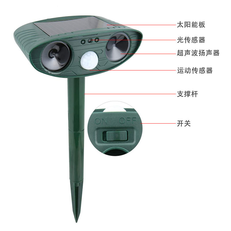 Animal Repeller Solar Electronic Ultrasonic Cross-Border Foreign Trade Mouse Expeller Dogs and Cats Bird Animal Repeller