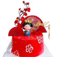 热销中式铁艺凤凰于飞蛋糕插件 婚礼结婚派对红玫瑰圆环蛋糕装饰