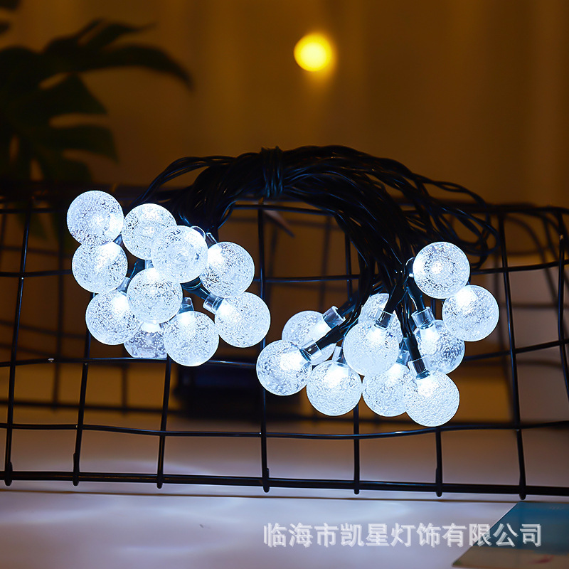 Cross-Border New Arrival Solar Bubble Ball Lighting Chain Outdoor Camping Garden Lighting Chain Decorative Lamp Crystal Ball Led Colored Lamp