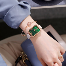 复古时尚潮流小绿盘小方形手表韩版ins风气质石英腕表简约女 手表