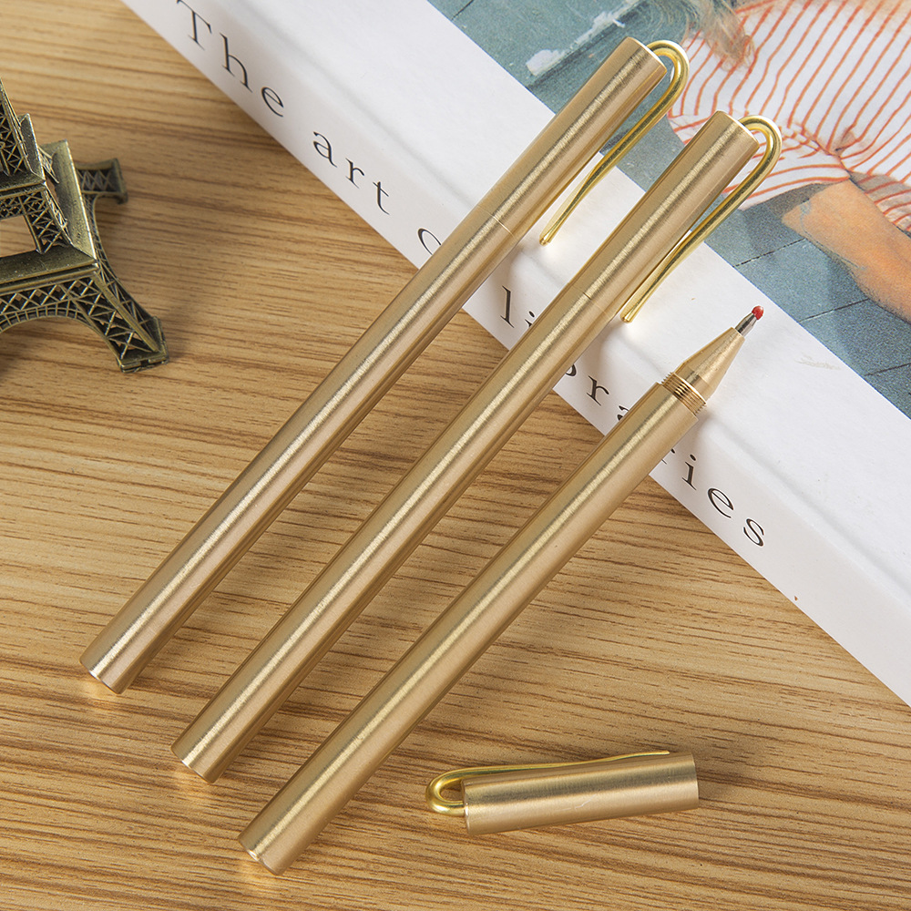 Manufacturer Handmade Retro Brass Pen Metal Pen Holder Gel Pen Business Signature Pen Lettering Logo Teacher's Day