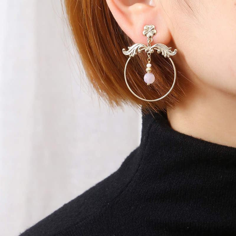 国潮宫廷古风新娘气质耳饰品女s925银针镶水晶珠轻著文艺复古耳环